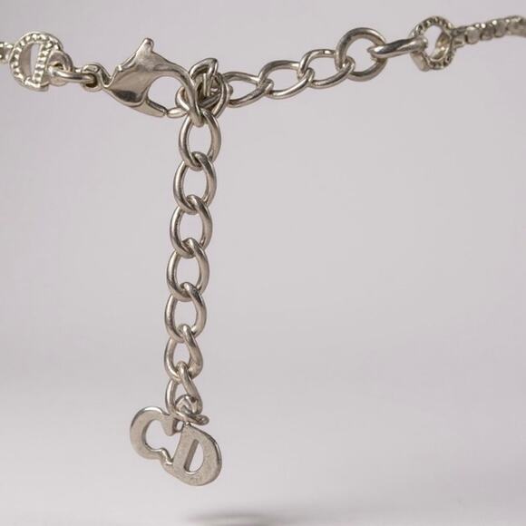 Dior Silver-Tone Logo Crystal Dog Tag Necklace - Picture 4 of 4